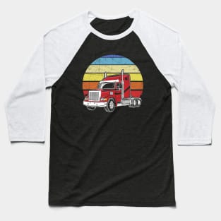 Retro Vintage Trucker Big Rig Semi-Trailer Truck Driver Baseball T-Shirt